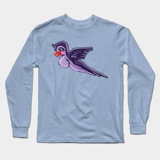 Cute Flying Purple Parrot Long Sleeve T-Shirt